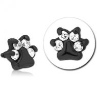BLACK PVD COATED SURGICAL STEEL JEWELLED MICRO ATTACHMENT FOR 1.2MM INTERNALLY THREADED PINS - PAW PIERCING