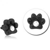 BLACK PVD COATED SURGICAL STEEL JEWELLED MICRO ATTACHMENT FOR 1.2MM INTERNALLY THREADED PINS - PAW PIERCING