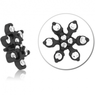 BLACK PVD COATED SURGICAL STEEL JEWELLED MICRO ATTACHMENT FOR 1.2MM INTERNALLY THREADED PINS PIERCING