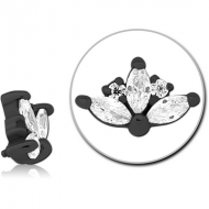 BLACK PVD COATED SURGICAL STEEL JEWELLED MICRO ATTACHMENT FOR 1.2MM INTERNALLY THREADED PINS PIERCING