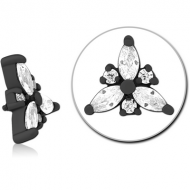 BLACK PVD COATED SURGICAL STEEL JEWELLED MICRO ATTACHMENT FOR 1.2MM INTERNALLY THREADED PINS PIERCING
