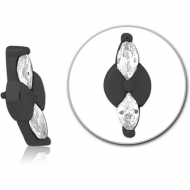 BLACK PVD COATED SURGICAL STEEL JEWELLED MICRO ATTACHMENT FOR 1.2MM INTERNALLY THREADED PINS PIERCING