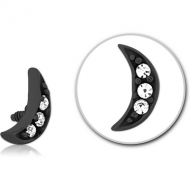 BLACK PVD COATED SURGICAL STEEL JEWELLED MICRO ATTACHMENT FOR 1.2MM INTERNALLY THREADED PINS - CRESCENT PIERCING