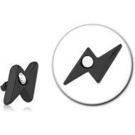 BLACK PVD COATED SURGICAL STEEL JEWELLED MICRO ATTACHMENT FOR 1.2MM INTERNALLY THREADED PINS PIERCING