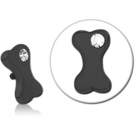 BLACK PVD COATED SURGICAL STEEL JEWELLED MICRO ATTACHMENT FOR 1.2MM INTERNALLY THREADED PINS - BONE PIERCING