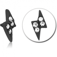 BLACK PVD COATED SURGICAL STEEL JEWELLED MICRO ATTACHMENT FOR 1.2MM INTERNALLY THREADED PINS PIERCING
