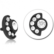 BLACK PVD COATED SURGICAL STEEL JEWELLED MICRO ATTACHMENT FOR 1.2MM INTERNALLY THREADED PINS PIERCING