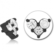 BLACK PVD COATED SURGICAL STEEL JEWELLED MICRO ATTACHMENT FOR 1.2MM INTERNALLY THREADED PINS PIERCING