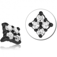 BLACK PVD COATED SURGICAL STEEL JEWELLED MICRO ATTACHMENT FOR 1.2MM INTERNALLY THREADED PINS PIERCING
