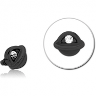 BLACK PVD COATED SURGICAL STEEL JEWELLED MICRO ATTACHMENT FOR 1.2MM INTERNALLY THREADED PINS - HALF OPEN EYE PIERCING