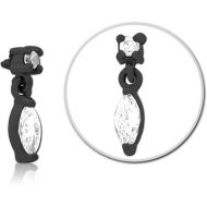 BLACK PVD COATED SURGICAL STEEL JEWELLED MICRO ATTACHMENT FOR 1.2MM INTERNALLY THREADED PINS PIERCING