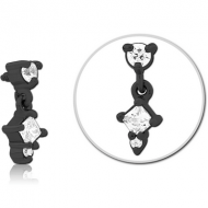 BLACK PVD COATED SURGICAL STEEL JEWELLED MICRO ATTACHMENT FOR 1.2MM INTERNALLY THREADED PINS PIERCING