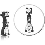 BLACK PVD COATED SURGICAL STEEL JEWELLED MICRO ATTACHMENT FOR 1.2MM INTERNALLY THREADED PINS PIERCING