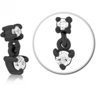 BLACK PVD COATED SURGICAL STEEL JEWELLED MICRO ATTACHMENT FOR 1.2MM INTERNALLY THREADED PINS PIERCING