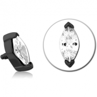 BLACK PVD COATED SURGICAL STEEL JEWELLED MICRO ATTACHMENT FOR 1.2MM INTERNALLY THREADED PINS PIERCING
