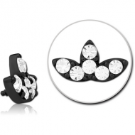 BLACK PVD COATED SURGICAL STEEL JEWELLED MICRO ATTACHMENT FOR 1.2MM INTERNALLY THREADED PINS PIERCING