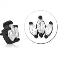 BLACK PVD COATED SURGICAL STEEL JEWELLED MICRO ATTACHMENT FOR 1.2MM INTERNALLY THREADED PINS PIERCING