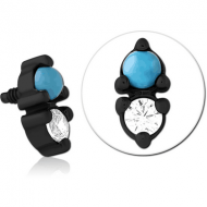 BLACK PVD SURGICAL STEEL JEWELLED MICRO ATTACHMENT FOR 1.2MM INTERNALLY THREADED PINS PIERCING