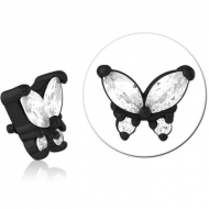 BLACK PVD SURGICAL STEEL JEWELLED MICRO ATTACHMENT FOR 1.2MM INTERNALLY THREADED PINS PIERCING