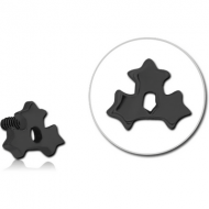 BLACK PVD COATED SURGICAL STEEL MICRO ATTACHMENT FOR 1.2MM INTERNALLY THREADED PINS -TRIPLE STAR PIERCING