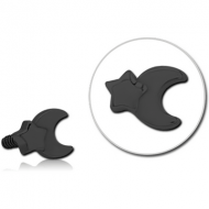 BLACK PVD COATED SURGICAL STEEL MICRO ATTACHMENT FOR 1.2MM INTERNALLY THREADED PINS - CRESCENT AND STAR PIERCING