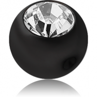 BLACK PVD COATED SURGICAL STEEL OPTIMA CRYSTAL JEWELLED BALL FOR BALL CLOSURE RING PIERCING