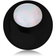 BLACK PVD COATED SURGICAL STEEL JEWELLED MICRO BALL WITH SYNTHETIC OPAL PIERCING
