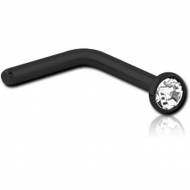 BLACK PVD COATED SURGICAL STEEL VALUE CRYSTAL JEWELLED 90 DEGREE NOSE STUD PIERCING