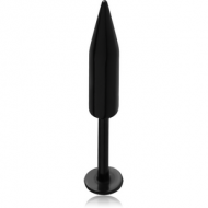 BLACK PVD COATED SURGICAL STEEL LABRET WITH LONG SPIKE