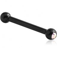 BLACK PVD COATED SURGICAL STEEL DOUBLE JEWELLED MICRO BARBELL