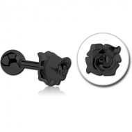 BLACK PVD COATED SURGICAL STEEL TRAGUS MICRO BARBELL - FLOWER