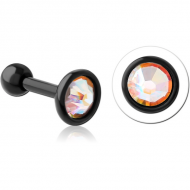 BLACK PVD COATED SURGICAL STEEL JEWELLED TRAGUS MICRO BARBELL