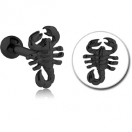 BLACK PVD COATED SURGICAL STEEL TRAGUS MICRO BARBELL - SCORPION PIERCING