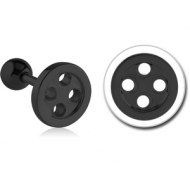 BLACK PVD COATED SURGICAL STEEL TRAGUS BARBELL - BUTTON PIERCING