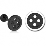 BLACK PVD COATED SURGICAL STEEL TRAGUS BARBELL - BUTTON