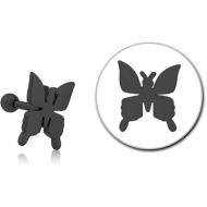 BLACK PVD COATED SURGICAL STEEL TRAGUS MICRO BARBELL - BUTTERFLY