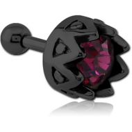 BLACK PVD COATED SURGICAL STEEL JEWELLED TRAGUS MICRO BARBELL