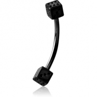 BLACK PVD COATED SURGICAL STEEL CURVED MICRO BARBELL WITH DICES