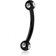 BLACK PVD COATED SURGICAL STEEL CURVED MICRO BARBELL WITH SATELLITE JEWELLED BALLS PIERCING