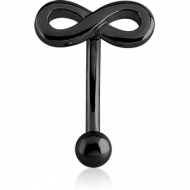 BLACK PVD COATED SURGICAL STEEL FANCY CURVED MICRO BARBELL - INFINITY PIERCING