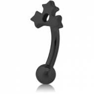 BLACK PVD COATED SURGICAL STEEL FANCY CURVED MICRO BARBELL - TRIPLE STAR