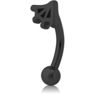 BLACK PVD COATED SURGICAL STEEL FANCY CURVED MICRO BARBELL - WEB