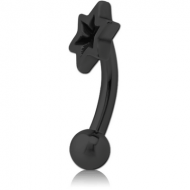 BLACK PVD COATED SURGICAL STEEL FANCY CURVED MICRO BARBELL - STAR INDENT