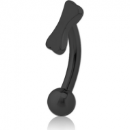 BLACK PVD COATED SURGICAL STEEL FANCY CURVED MICRO BARBELL - BONE