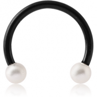 BLACK PVD COATED SURGICAL STEEL MICRO CIRCULAR BARBELL WITH SYNTHETIC PEARLS