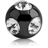 BLACK PVD COATED SURGICAL STEEL MULTI JEWELLED MICRO BALL