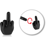 BLACK PVD COATED SURGICAL STEEL MICRO ATTACHMENT FOR 1.2 MM THREADED PIN - MIDDLE FINGER PIERCING