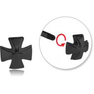 BLACK PVD COATED SURGICAL STEEL MICRO ATTACHMENT FOR 1.2 MM THREADED PIN - IRON CROSS PIERCING