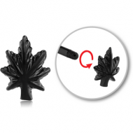 BLACK PVD COATED SURGICAL STEEL MICRO THREADED ATTACHMENT - MARIJUANA LEAF PIERCING