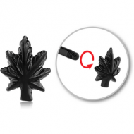 BLACK PVD COATED SURGICAL STEEL MICRO THREADED ATTACHMENT - MARIJUANA LEAF